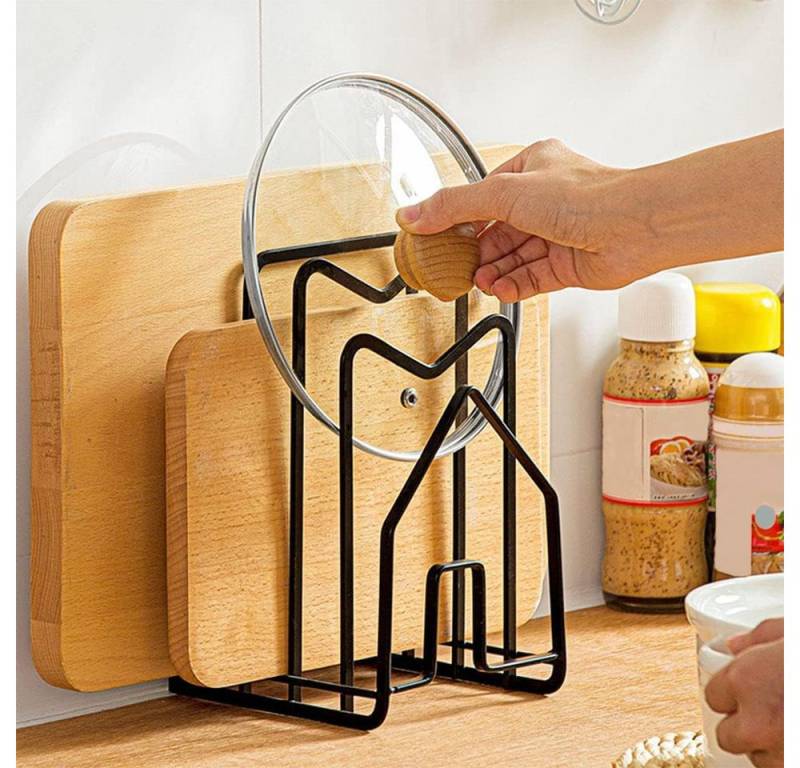 FELIXLEO Messerblock Metall Schneidebrett Organizer Ständer Halter Küche Schwarz (1tlg) von FELIXLEO