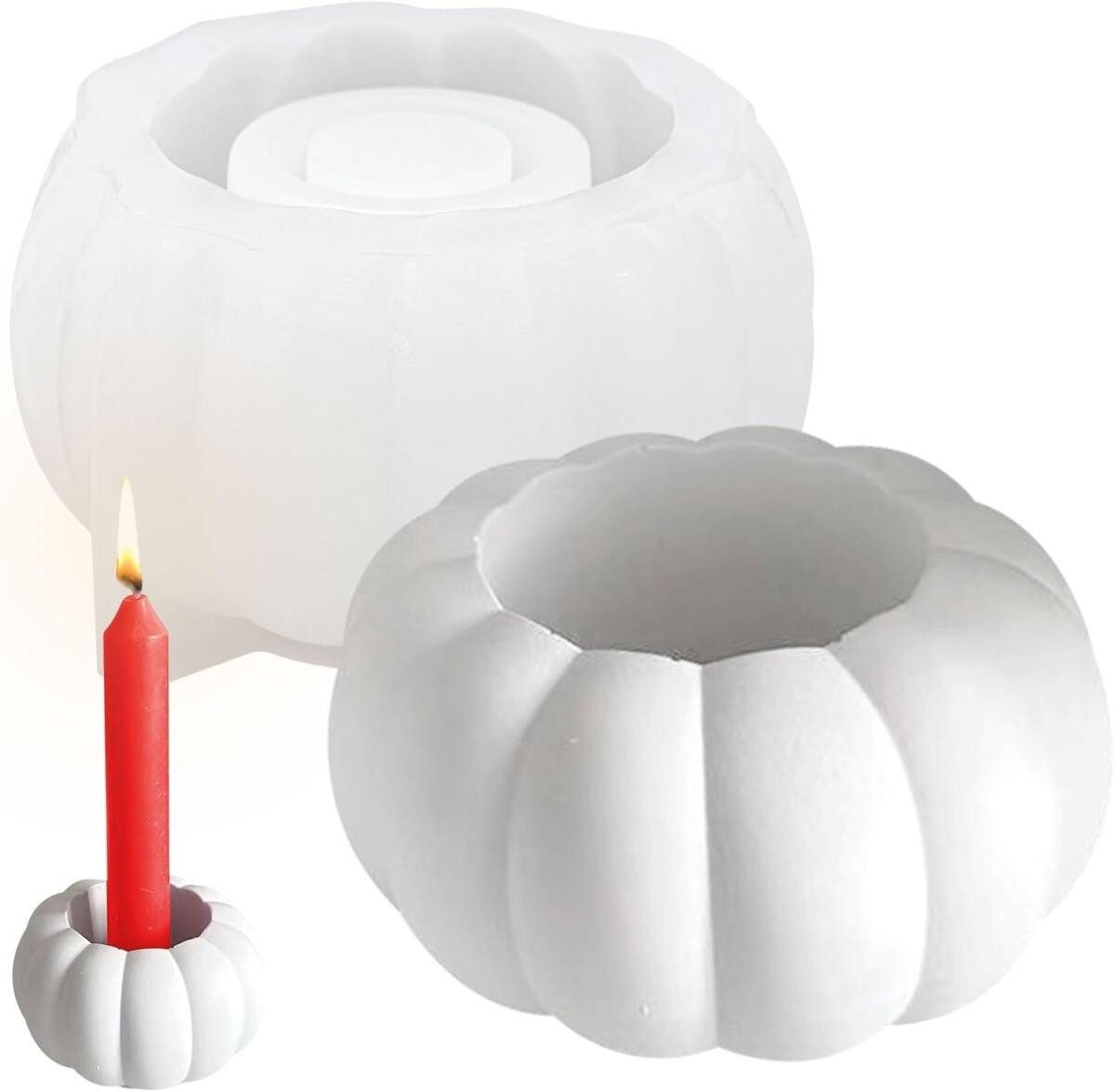 FELIXLEO Modellierwerkzeug Kürbis Silikonform Halloween 3D Kerzenform Giessform DIY Herbst, (2 St) von FELIXLEO