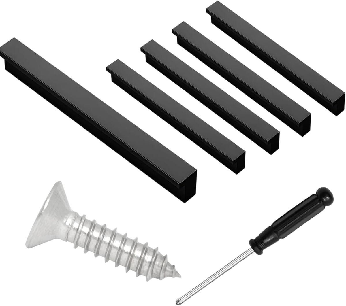 FELIXLEO Möbelgriff Möbelgriffe Schwarz 4 Stück Lochabstand 128mm für Schrank und Tür (1-St) von FELIXLEO