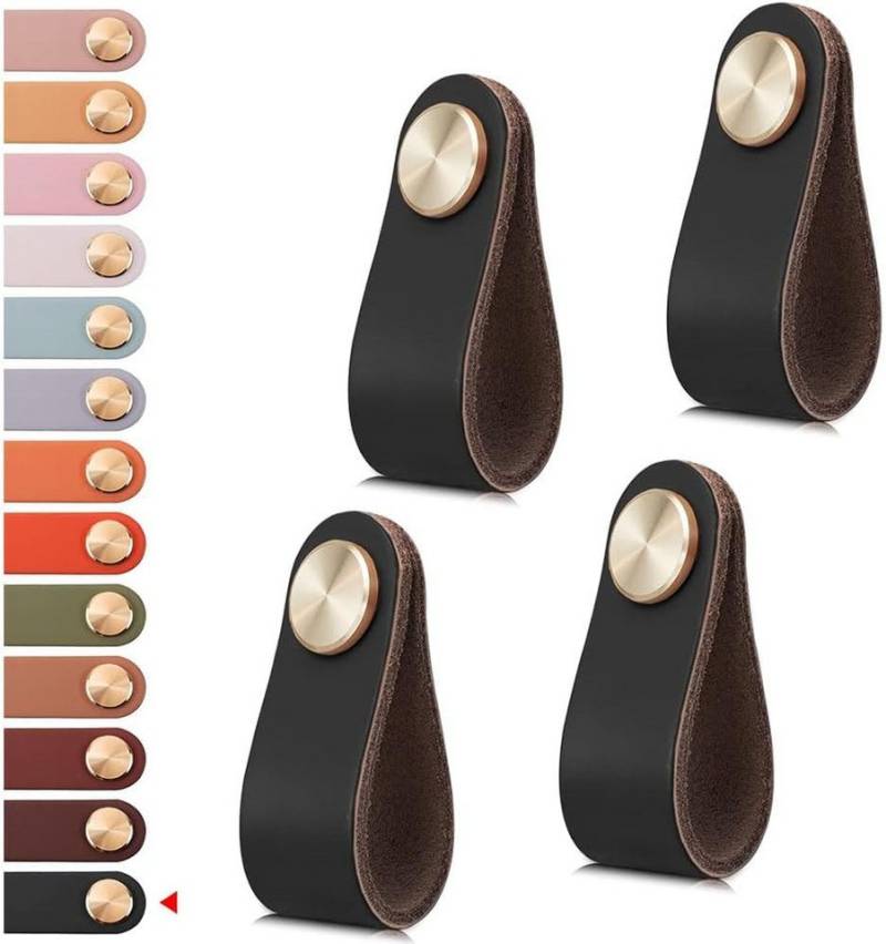FELIXLEO Möbelknopf 2PCS Ledergriffe Schrankgriffe Schwarz Möbelgriffe Schubladengriff (1-St) von FELIXLEO