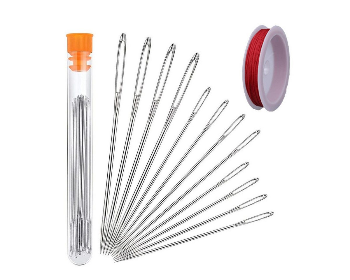 FELIXLEO Nähmaschinennadeln Nähnadel-Set 12 Stück Stopfnadeln mit großem Öhr in 3 Größen, 2 St. von FELIXLEO