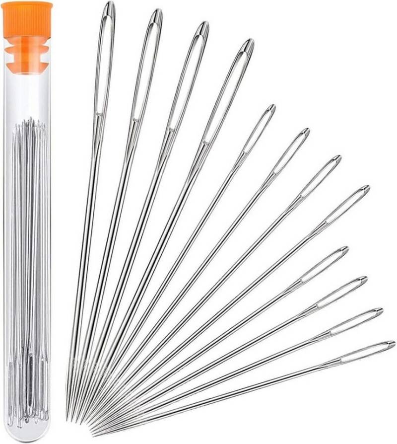 FELIXLEO Nähmaschinennadeln Nähnadeln Set 12 Stück Großes Öhr Stopfnadeln 3 Größen Hand Nähen, 1 St. von FELIXLEO