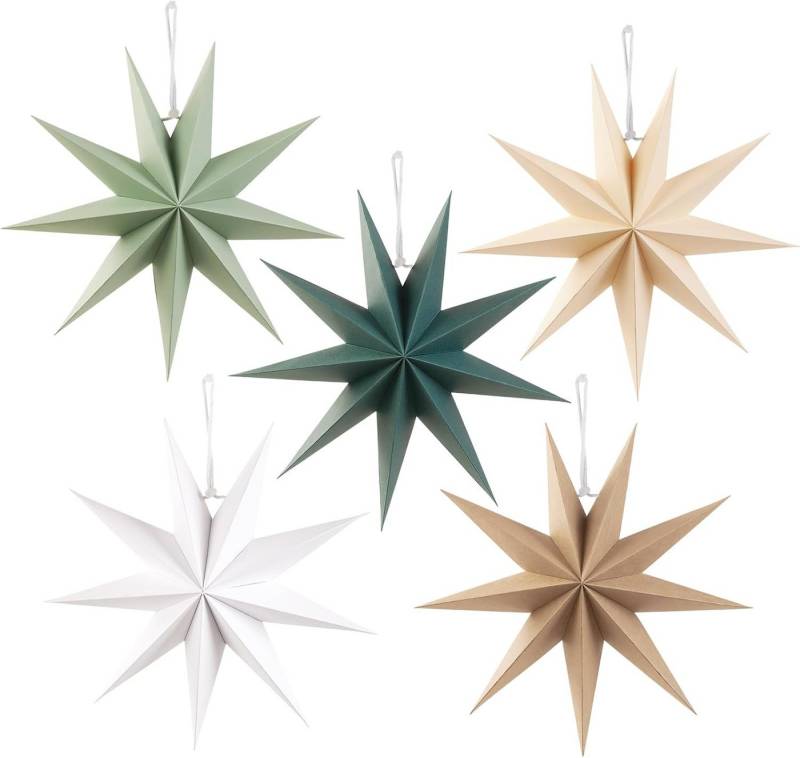 FELIXLEO Papierstern Set mit 5 beigen Papiersternen, 30 cm, braun von FELIXLEO