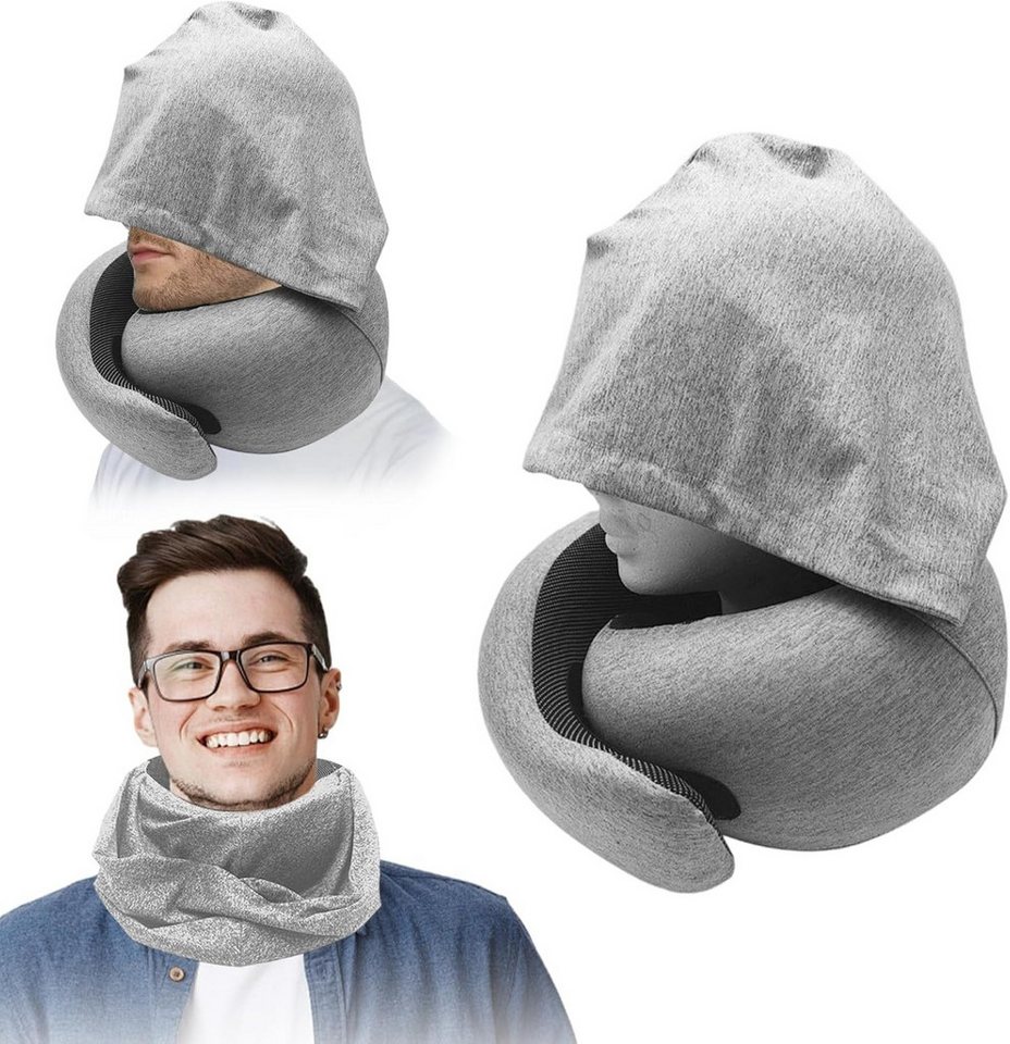 FELIXLEO Reisekissen Nackenkissen Flugzeug, Memory Foam Reisekissen mit Kapuze, Hellgrau, 1-tlg. FELIXLEO Reisekissen Nackenkissen Flugzeug, Memory Foam Reisekissen mit Kapuze, Hellgrau, 1-tlg. von FELIXLEO