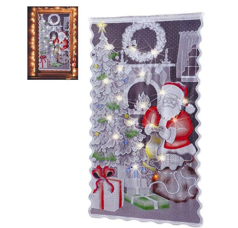 FELIXLEO Scheibengardine Scheibengardine Weihnachten Weihnachtsgardine, 102x213 cm Mit Licht von FELIXLEO