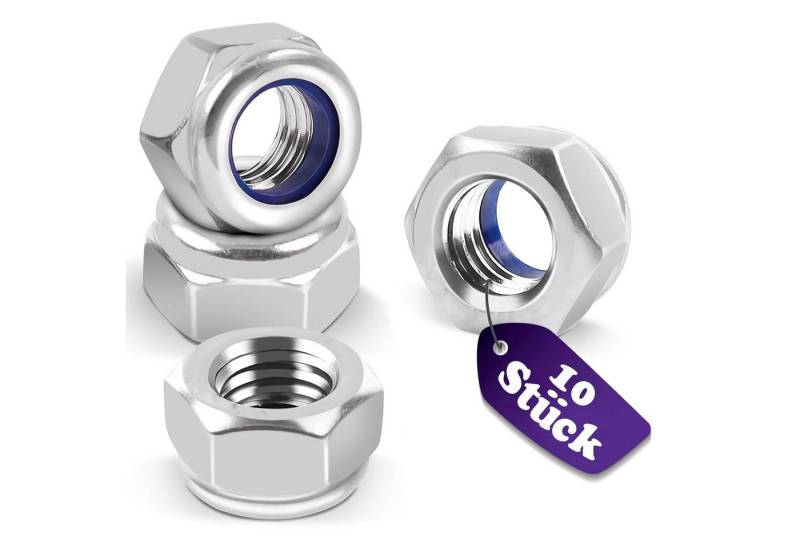 FELIXLEO Sechskantmutter 10 Stück Sechskantmuttern M10, Sicherungsmuttern Edelstahl, (1-St) von FELIXLEO
