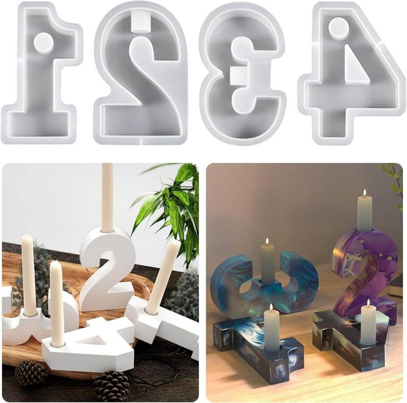 FELIXLEO Silikonform 1-4 Zahlen Kerzenständer Silikonform Kerzenhalter Zahlen Ostern, (1-tlg) von FELIXLEO