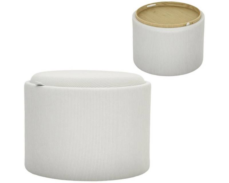 FELIXLEO Sitzhocker Sitzhocker mit Stauraum runder Polsterhocker Cordoptik Cremeweiß (1 St) von FELIXLEO