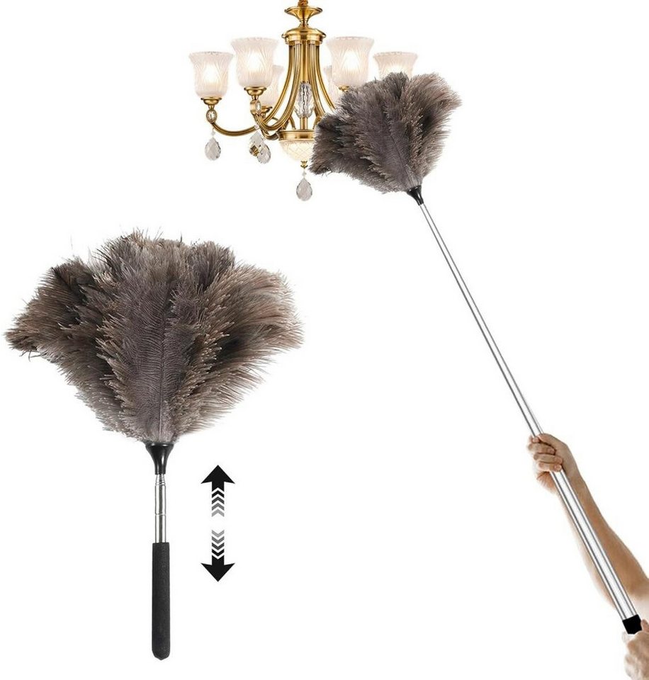 FELIXLEO Staubbesen Teleskop Staubwedel 1,2m Straußenfedern Waschbar Anti-Statik (1-St) von FELIXLEO