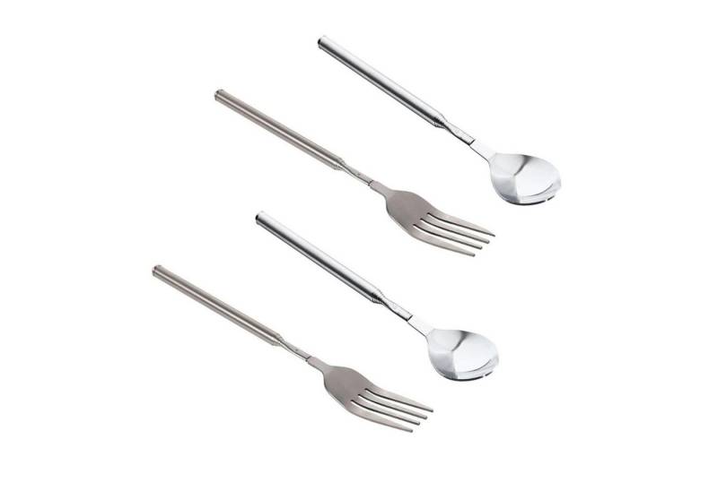 FELIXLEO Steakbesteck Teleskop Gabel Löffel 2er Set Edelstahl Ausziehbar bis 64cm BBQ (4-tlg) von FELIXLEO
