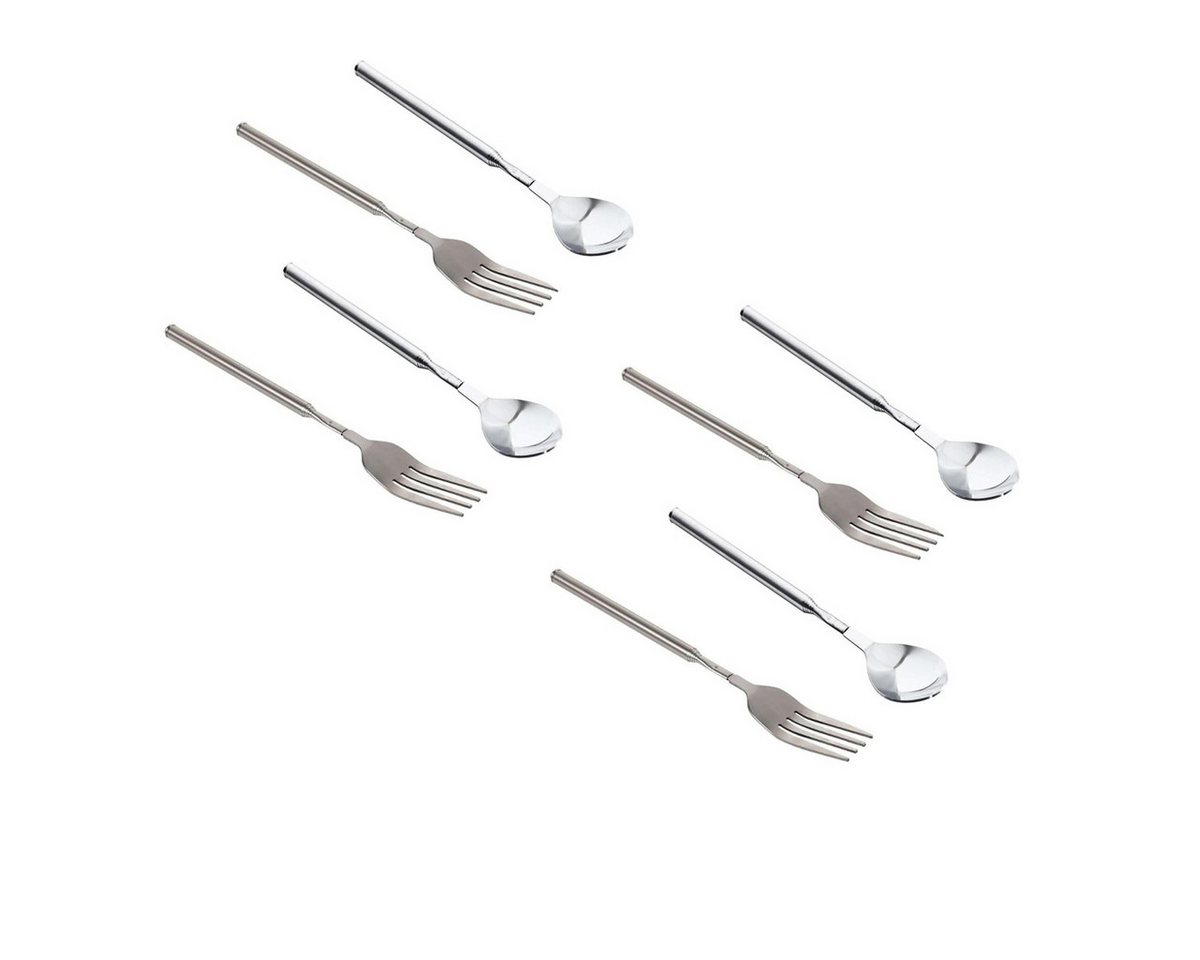 FELIXLEO Steakbesteck Teleskop Gabel Löffel 2er Set Edelstahl Ausziehbar bis 64cm BBQ (8-tlg) von FELIXLEO