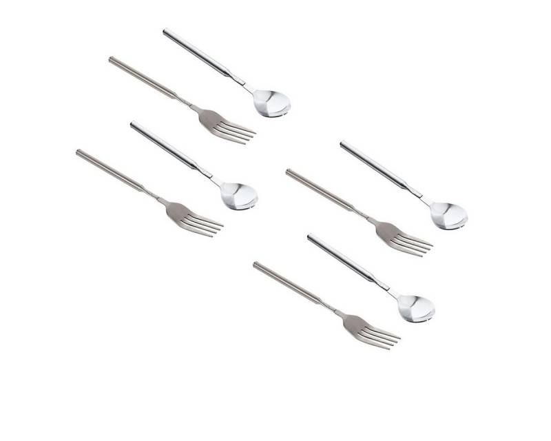 FELIXLEO Steakbesteck Teleskop Gabel Löffel 2er Set Edelstahl Ausziehbar bis 64cm BBQ (8-tlg) von FELIXLEO