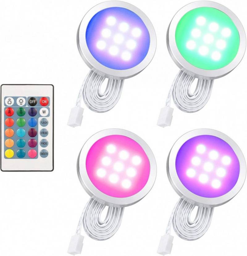 FELIXLEO Strahler 4PCS RGB LED Kabinett Licht Installationssatz mit Fernbedienung (1-St) von FELIXLEO