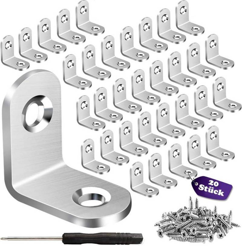 FELIXLEO Stützelement 20 Stück Winkelverbinder, 30 x 30 mm Metallwinkel 90 Grad, 1-St. von FELIXLEO