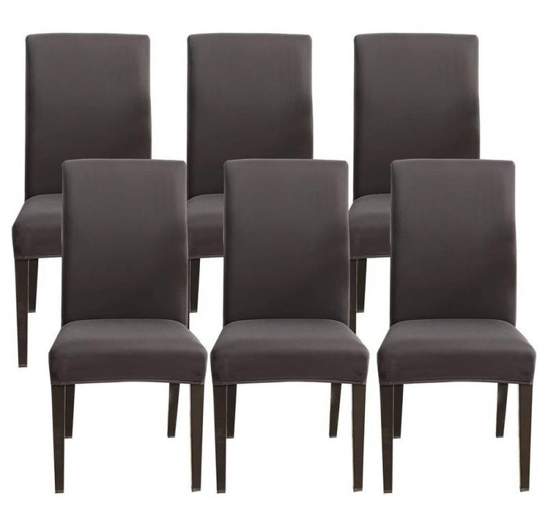 FELIXLEO Stuhlhusse Stuhlhussen Stretch Stuhlschoner 6er Set Stretch Dunkelgrau von FELIXLEO