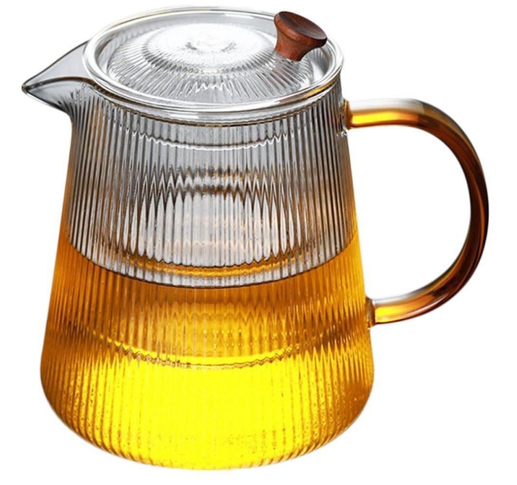 FELIXLEO Teekanne Teekanne gestreiftes Glas verdickter hitzebeständiger (1000ml) 1 Stück, 0.5 l von FELIXLEO