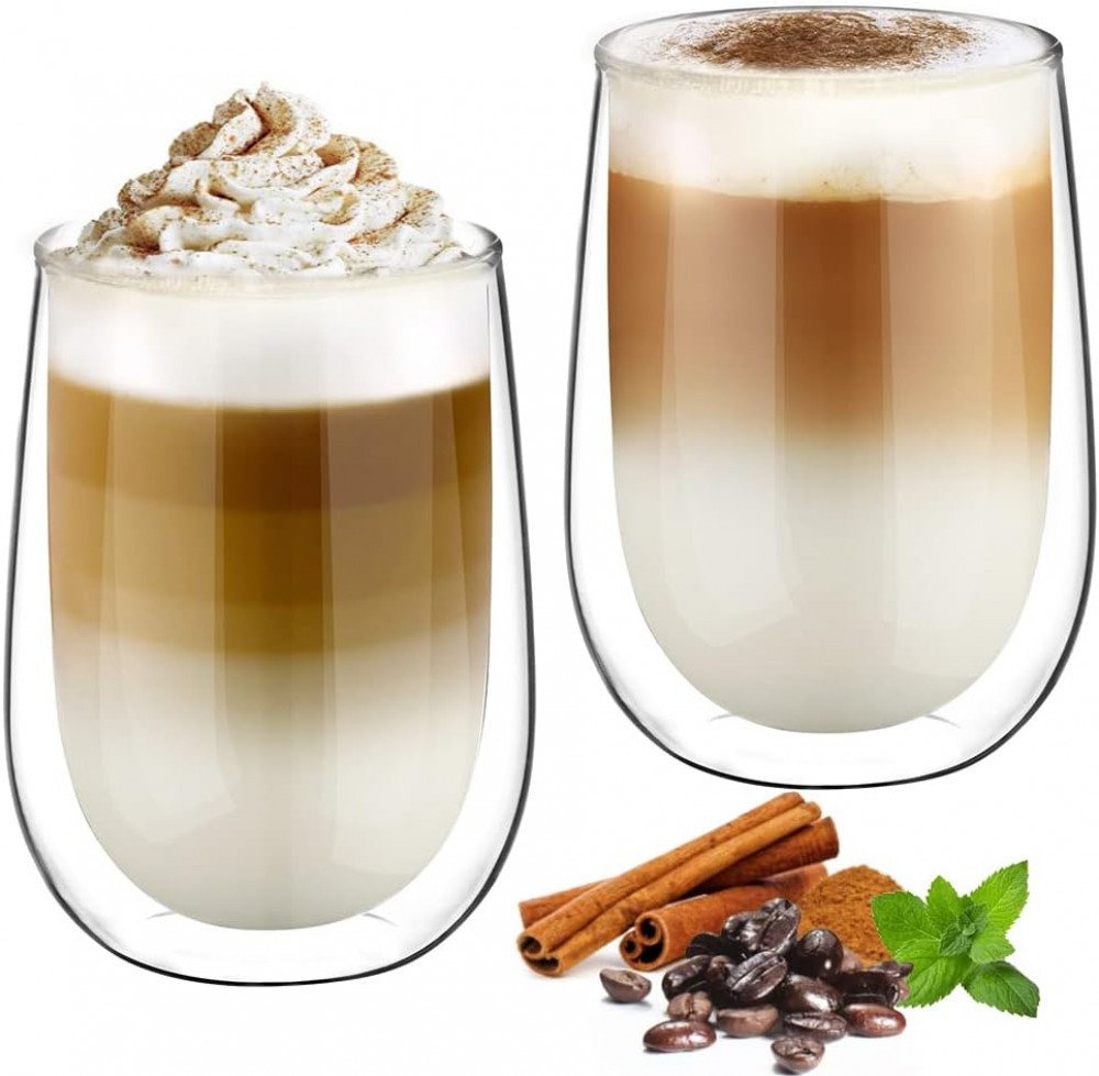 FELIXLEO Thermoglas 350ml Doppelwandige Latte Macchiato Set Kaffeetassen Glas 2er Set FELIXLEO Thermoglas 350ml Doppelwandige Latte Macchiato Set Kaffeetassen Glas 2er Set von FELIXLEO