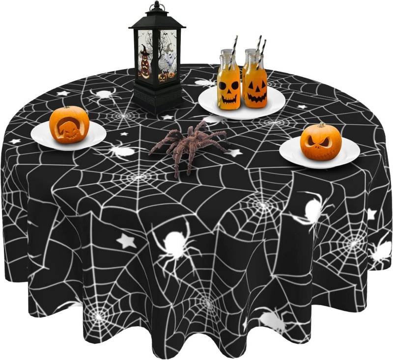 FELIXLEO Tischdecke Halloween Spinnennetz Runde Tischdecke 152,4 cm Sterne Tischdecke (1-tlg) von FELIXLEO
