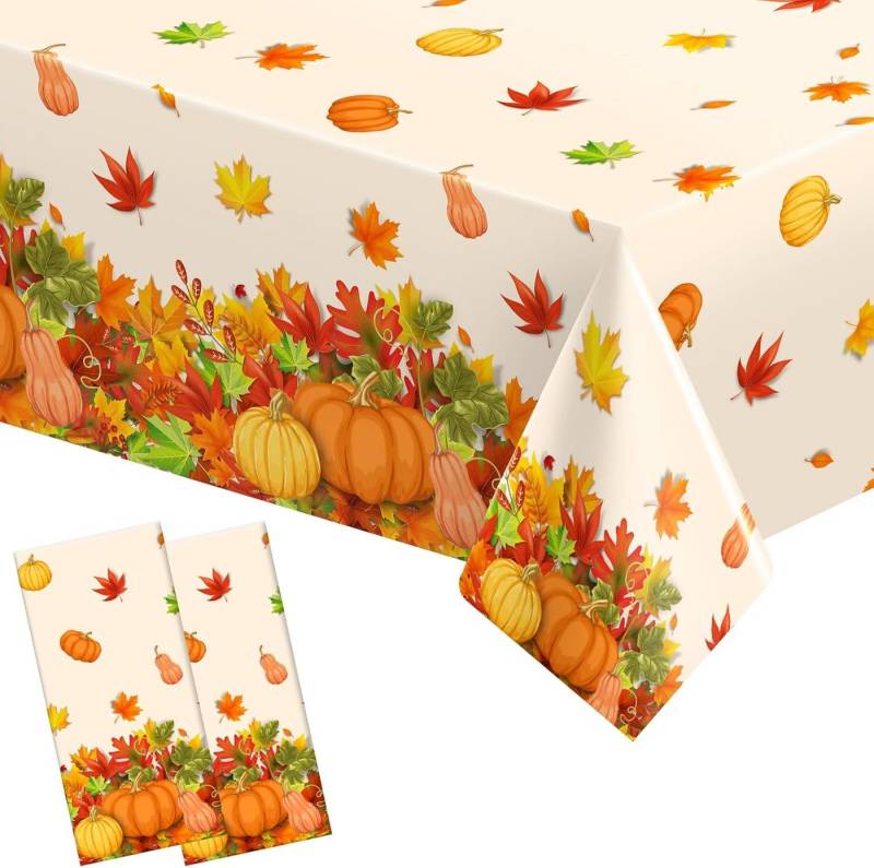 FELIXLEO Tischdecke Herbst-Thanksgiving-Einweg-Tischdecken, 3er-Pack, 137,2 x 274,3 cm (1-tlg) von FELIXLEO