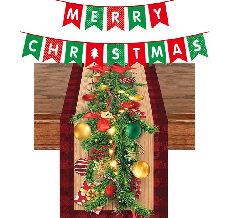 FELIXLEO Tischläufer Tischläufer Weihnachten 3D Realistisch Waschbar Weihnachtsgeschenk von FELIXLEO
