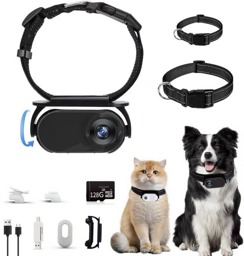 FELIXLEO Überwachungskamera 128G Black Cat Camera Collar Pet Camera with Camera Clips von FELIXLEO