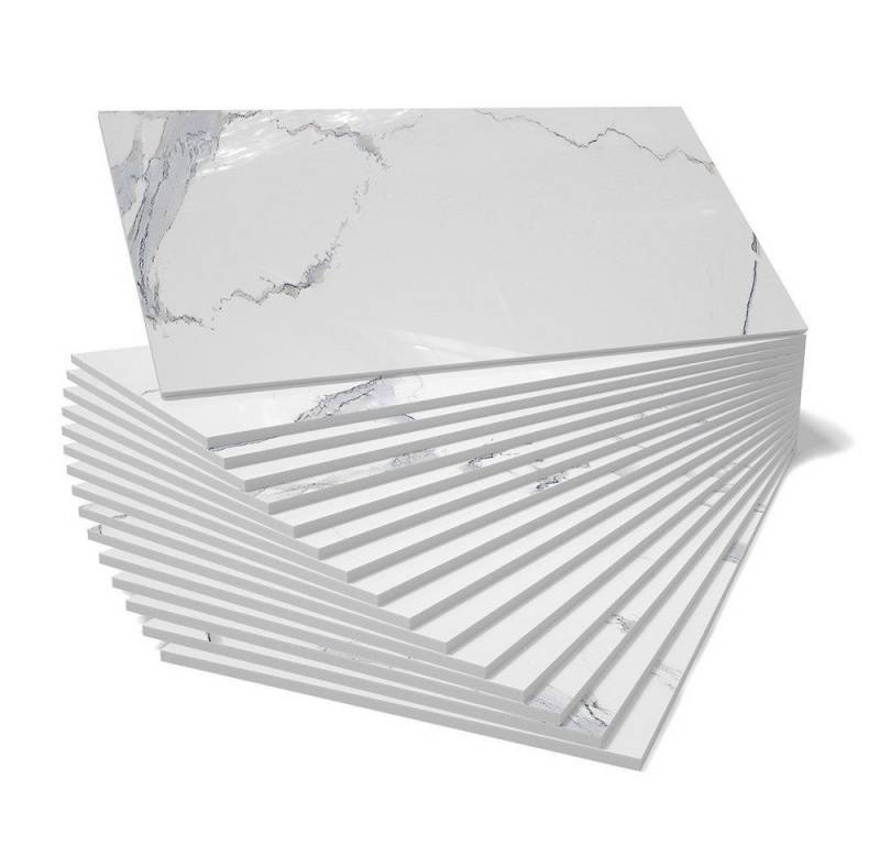 FELIXLEO Vinylboden Bodenbelag Selbstklebend Bodenfliesen Weiss Fliesen 20*10cm set von FELIXLEO