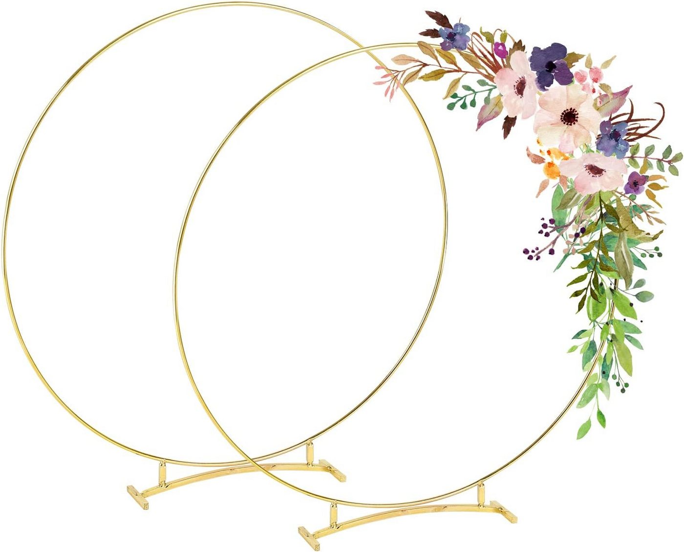 FELIXLEO Wanddekoobjekt 2 Stück Metall Floral Hoop 20cm Gold Ringe mit Ständer für Party DIY (1 St) von FELIXLEO