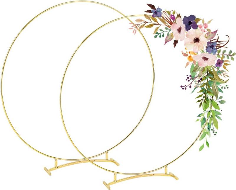 FELIXLEO Wanddekoobjekt 2 Stück Metall Floral Hoop 20cm Gold Ringe mit Ständer für Party DIY (1 St) von FELIXLEO
