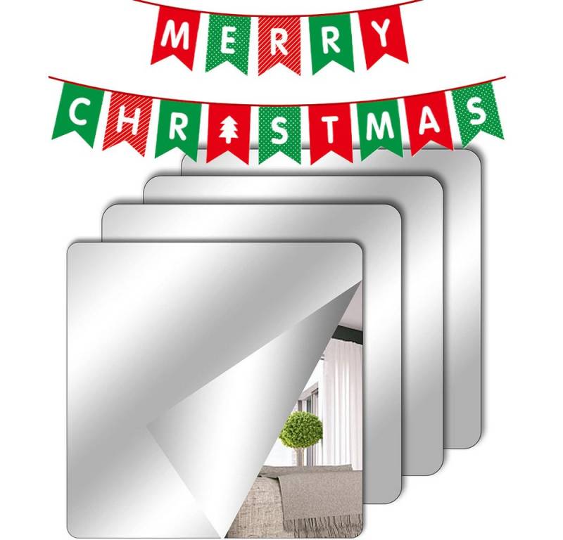 FELIXLEO Wandspiegel 4 Stück Selbstklebende Fliesenspiegel für Wand Weihnachtsgeschenk (1-St) von FELIXLEO