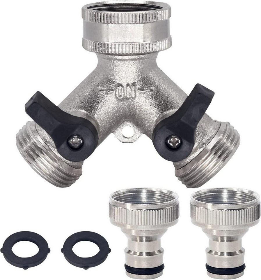 FELIXLEO Y-Stück Y-Verteiler 2-Wege Wasserhahn Adapter Chrom Messing 3/4 Zoll Anschluss, (1-tlg) von FELIXLEO