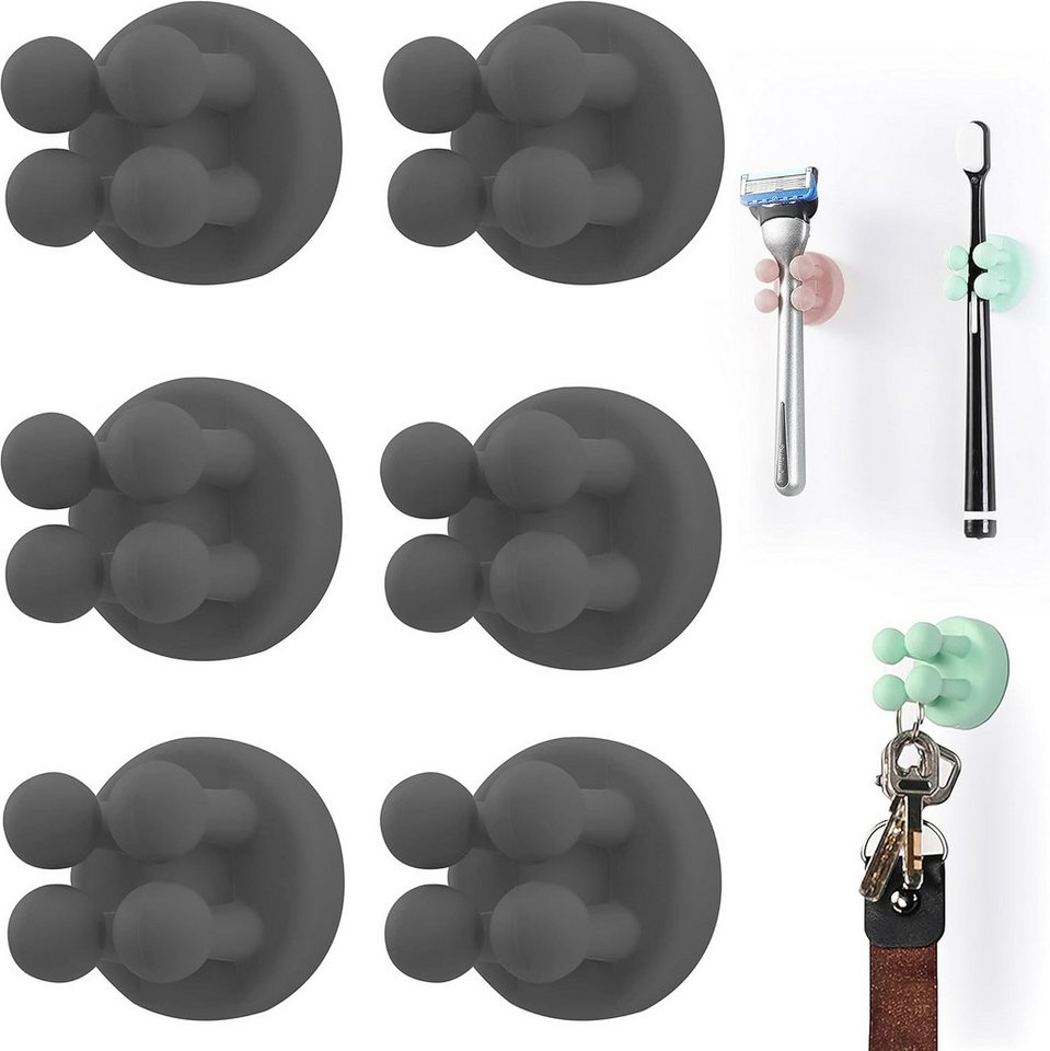 FELIXLEO Zahnbürstenhalter Silikon Zahnbuerstenhalter 6er Set Selbstklebend Wasserdicht, (1-St) von FELIXLEO