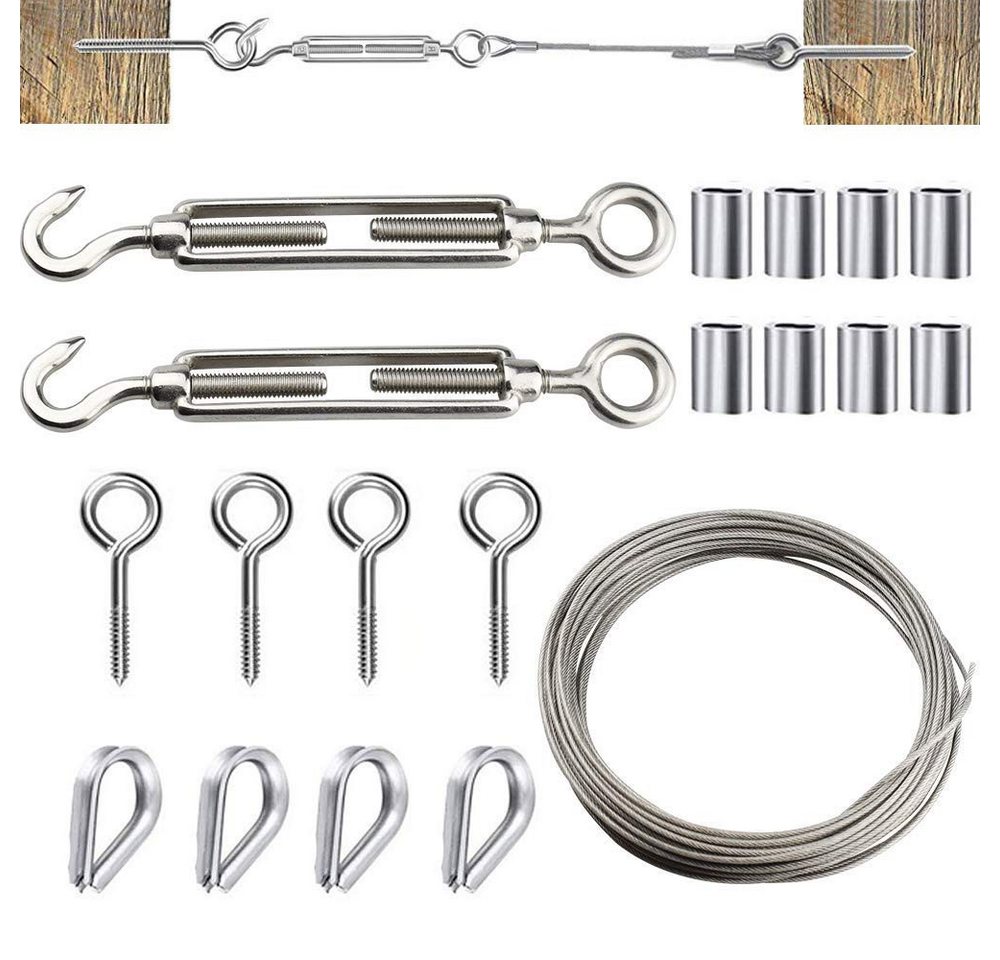 FELIXLEO Seilspanngarnitur Edelstahlseil Drahtseil mit Spannschloss Stahlseil Kit Drahtseilklemme, (1-St) von FELIXLEO