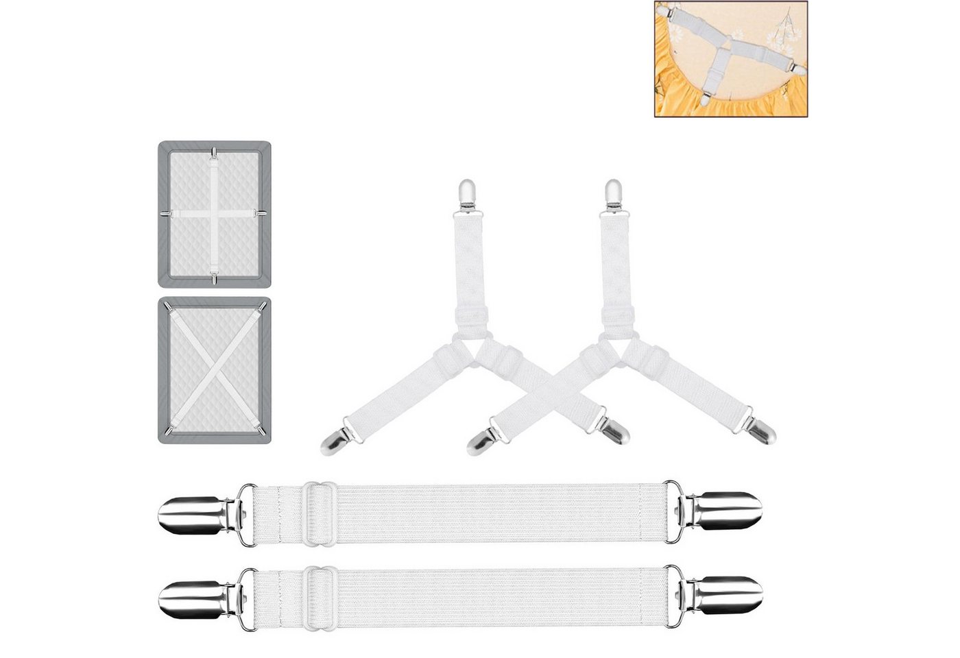 Spannbettlaken 4 Stück Bettlakenspanner, Bettlakenspanner Verstellbar Ihre Bettlaken, FELIXLEO, (4 Stück) von FELIXLEO