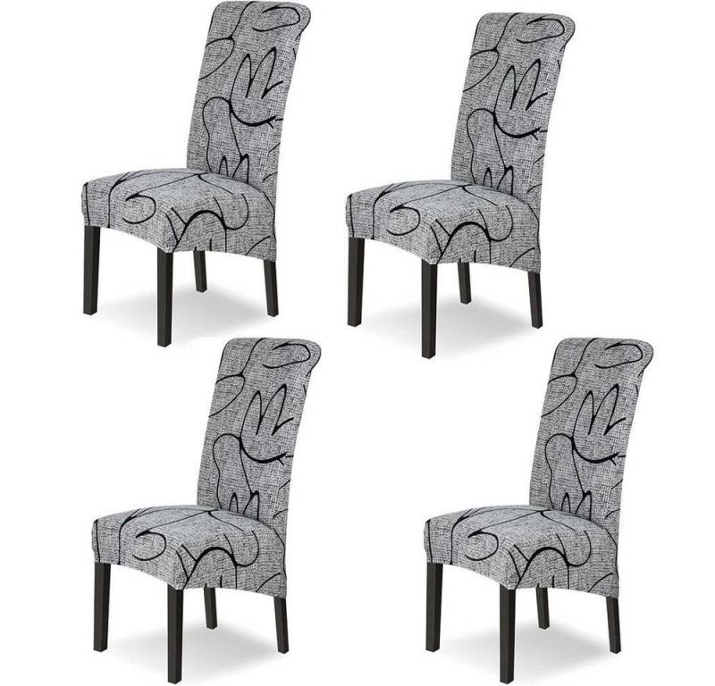FELIXLEO Stuhlhusse 4er Set Stuhlhussen Stretch Verdickter Mit Druck für Esszimmerstühle von FELIXLEO