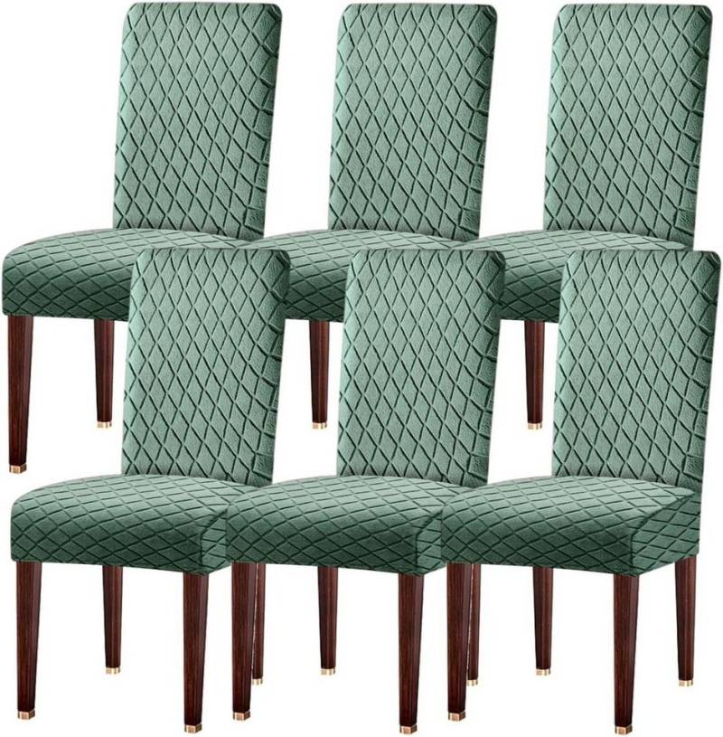 FELIXLEO Stuhlhusse Stuhlhussen 6er Set Elastische Abnehmbar Stuhlhussen Bohnengrün von FELIXLEO