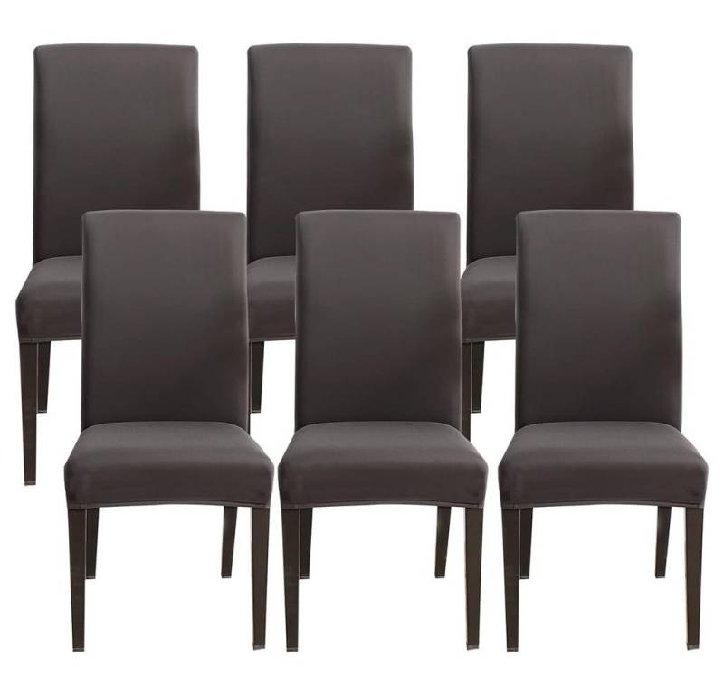 FELIXLEO Stuhlhusse Stuhlhussen Stretch Stuhlschoner 6er Set Stretch Dunkelgrau von FELIXLEO