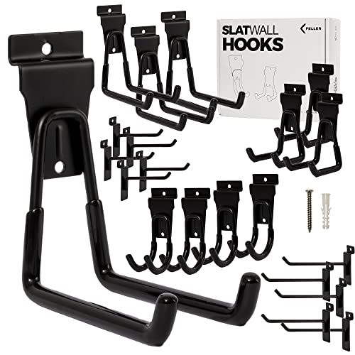 FELLER Slatwall Haken und Slatwall Zubehör – 20 Stück hochwertige, robuste Einzel- und Doppel-Slatwall-Haken und Aufhänger für effiziente Lagerung, verwendet als Proslat-Zubehör von FELLER