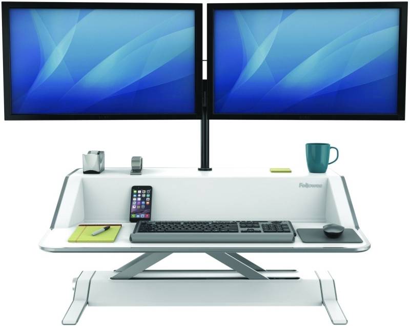 FELLOWES Computertisch Workstation Lotus Steh/Sitzarbeitsplatz weiß von FELLOWES
