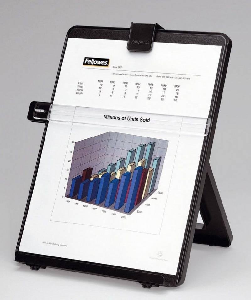 FELLOWES Tischaufsatz 1 Workstation Konzepthalter A4 - schwarz, (1-St), Hält max. 125 Blatt (80g/qm), Zusammenklappbar von FELLOWES