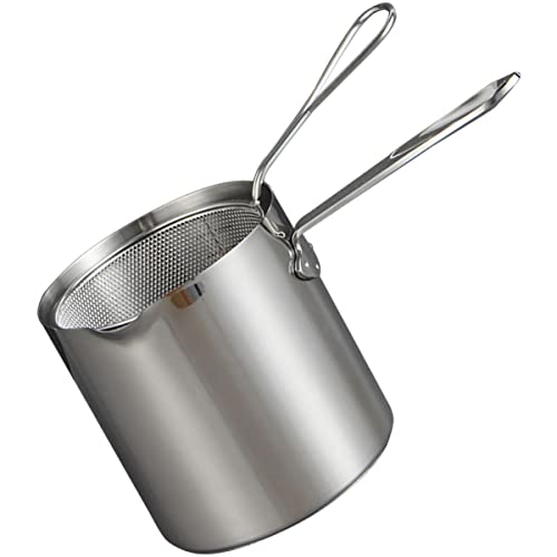 FELTECHELECTR 1 Satz Frittierpfanne für Haushaltsgebrauch Mini Fritteuse mit Frittierkorb Hochtemperaturbeständig Schnelles Erhitzen für Tempura Hähnchen Leicht zu Reinigen von FELTECHELECTR