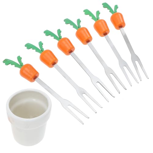 FELTECHELECTR 1 Satz Fruchtgabel Cocktailgabel Salat Vorspeise Obstgabeln aus Metall Party-Buffet-Gabeln Mini Obst-Aperitif- Obst-Dessert-Gabeln Kuchen Lebensmittel Karotte Keramik von FELTECHELECTR