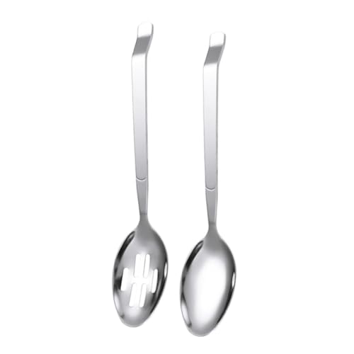 FELTECHELECTR 2 Stück Edelstahl Küchenlöffel Ovaler Suppenlöffel und Sieblöffel Ergonomisch Geformt Leicht zu Reinigen Sicherer Griff für Haushalt Restaurant und Hotelgebrauch von FELTECHELECTR