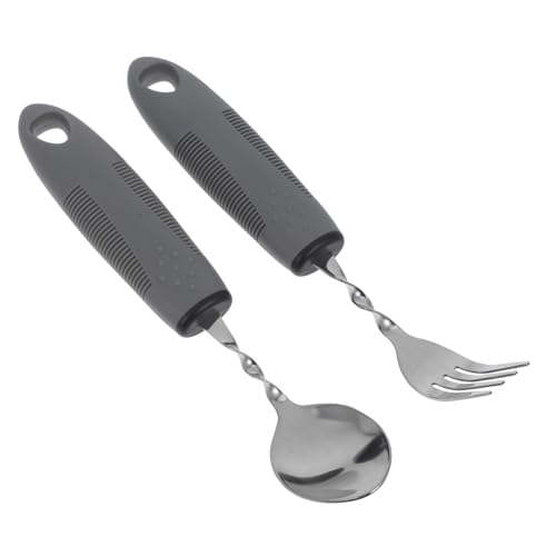 FELTECHELECTR 2 Stück Ergonomisches Besteckset mit Dicken Griffen Teiliges Selbstanpassendes Essgeschirr für Senioren und Menschen mit Bewegungseinschränkungen Rutschfest und Leicht zu Reinigen von FELTECHELECTR
