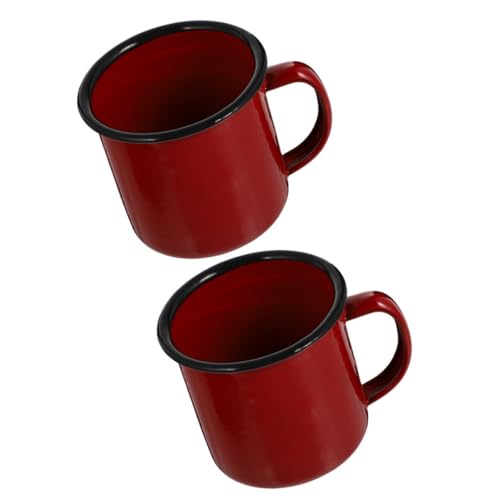 FELTECHELECTR Emaille-becher-set Traditionelle Chinesische Emaille-becher Rot Robust Und Leicht Zu Reinigen Für Das Home Office von FELTECHELECTR