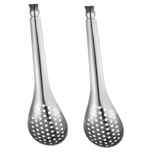 FELTECHELECTR Edelstahl Schlitz Löffel Set 2 Stücke Haushalt Kochen Seiher Schaufeln Antihaft Spiegel Finish von FELTECHELECTR