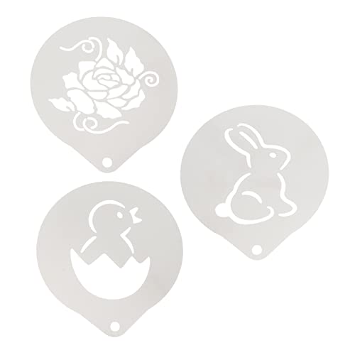 FELTECHELECTR 3Stücke Kaffeeschablonen aus Rostfreiem Stahl Latte Art und Cappuccino Vorlagen mit Hasen Motiven Perfekt für Kreative Kaffee Dekoration und Milchschaumgestaltung von FELTECHELECTR