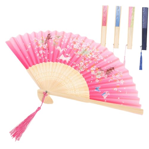 FELTECHELECTR 5 Stück Antike Faltbare Handfächer mit Seidenstoff Eleganter Faltbarer Tanzfächer Robuste Struktur Tragbar und Dekorativ für Fotos Partys Traditionelle Chinesische Kultur von FELTECHELECTR