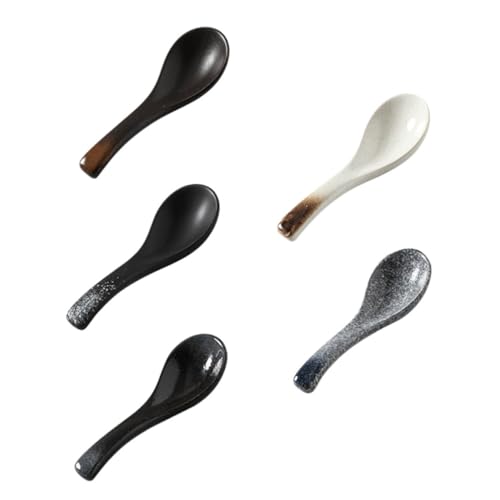 FELTECHELECTR 5 Stück Keramische Suppenlöffel Assorted Farben für Asiatische Küche für Restaurants und Familienessen von FELTECHELECTR