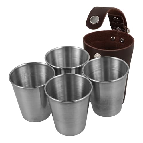 FELTECHELECTR 5stücke Edelstahl-schnapsbecher Tragbar Mit Becherhülse Spirituosenbecher Für Whisky Vodka Kaffee Wasser Saft FELTECHELECTR 5stücke Edelstahl-schnapsbecher Tragbar Mit Becherhülse Spirituosenbecher Für Whisky Vodka Kaffee Wasser Saft von FELTECHELECTR