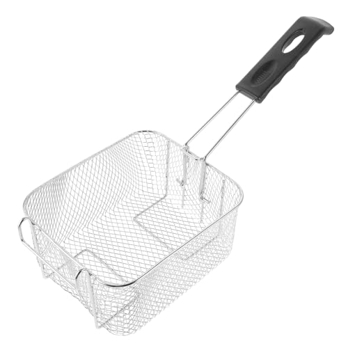 FELTECHELECTR Edelstahl Frittierkorb Drahtgeflecht Frittierkorb mit Abnehmbarem Griff Korb für Pommes Frites Hähnchen Snacks Langlebig Korrosionsbeständig Leicht zu Reinigen von FELTECHELECTR